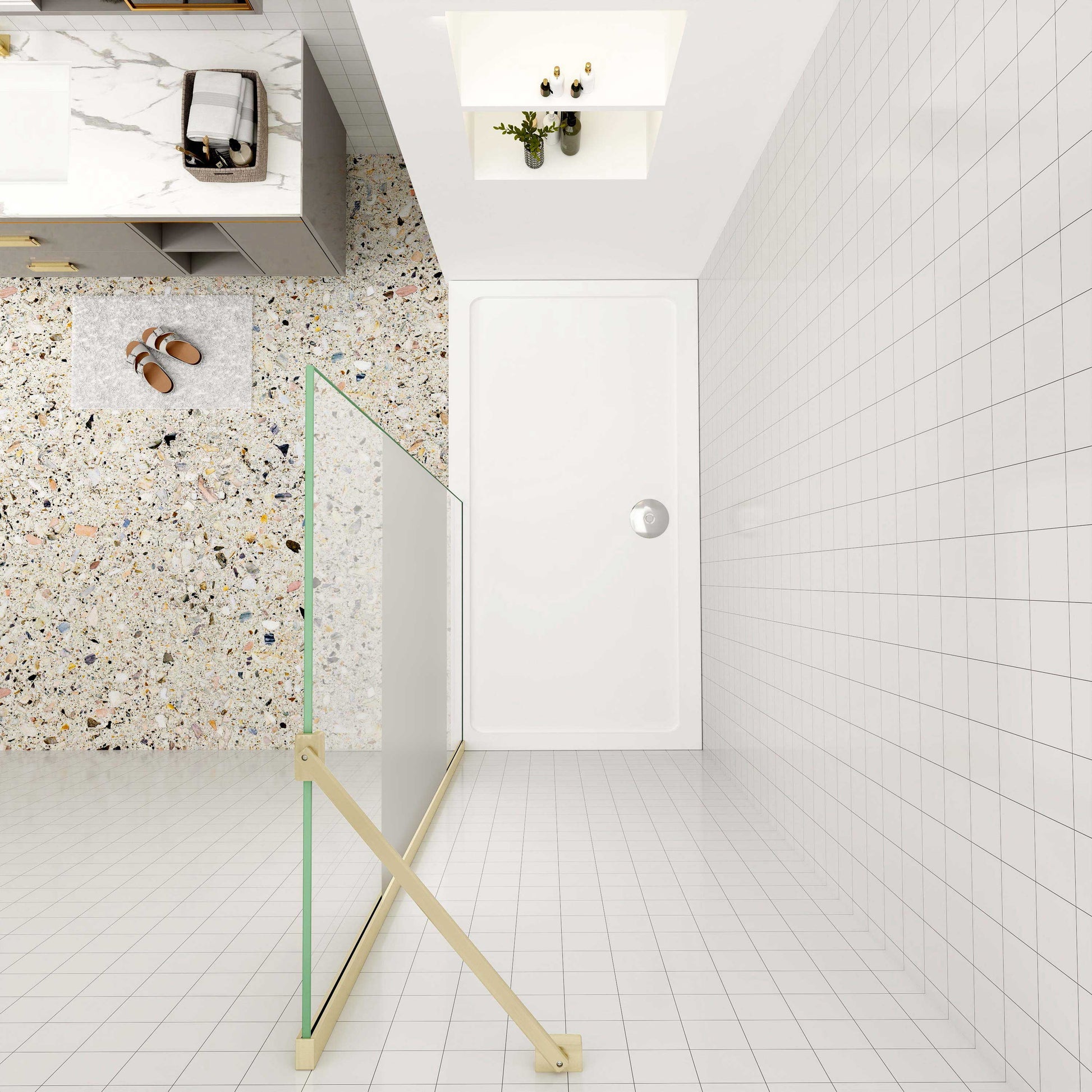 Duschtrennwand 8mm NANO Glas 70 cm Duschwand für Dusche Duschabtrennung goldfarben