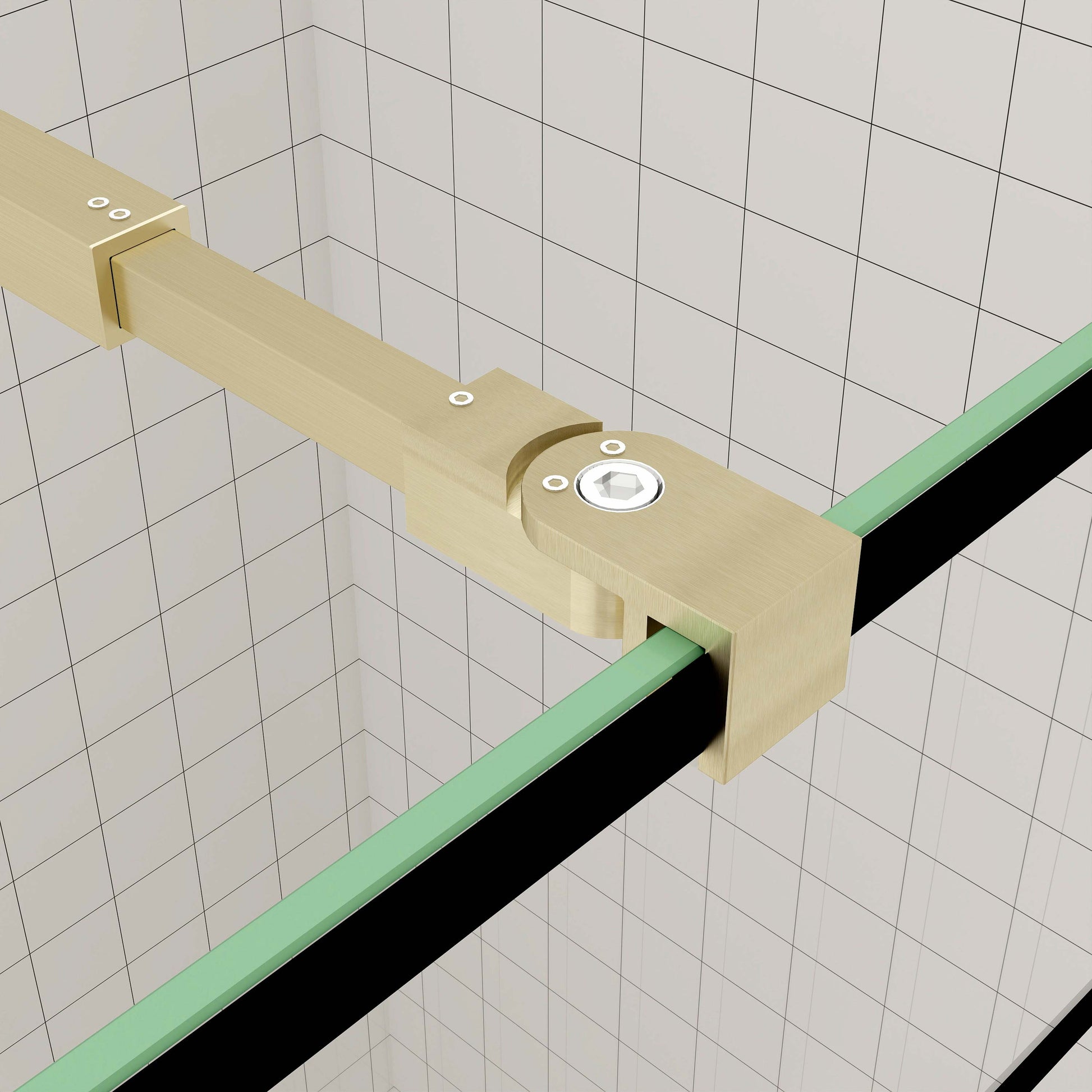 Duschtrennwand 8mm NANO Glas 70 cm H.200 cm Duschtrennwand mit stabilisator goldfarben