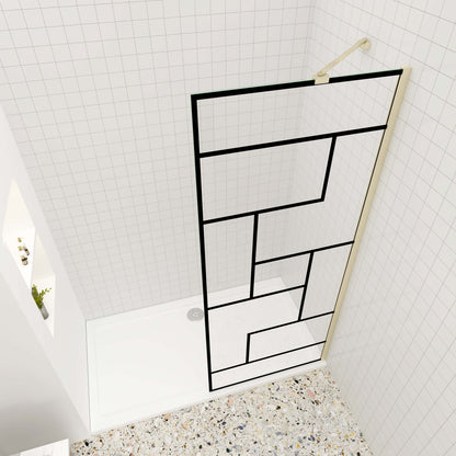 Duschtrennwand 8mm NANO Glas 80 cm Walk in Duschtrennwand goldfarben