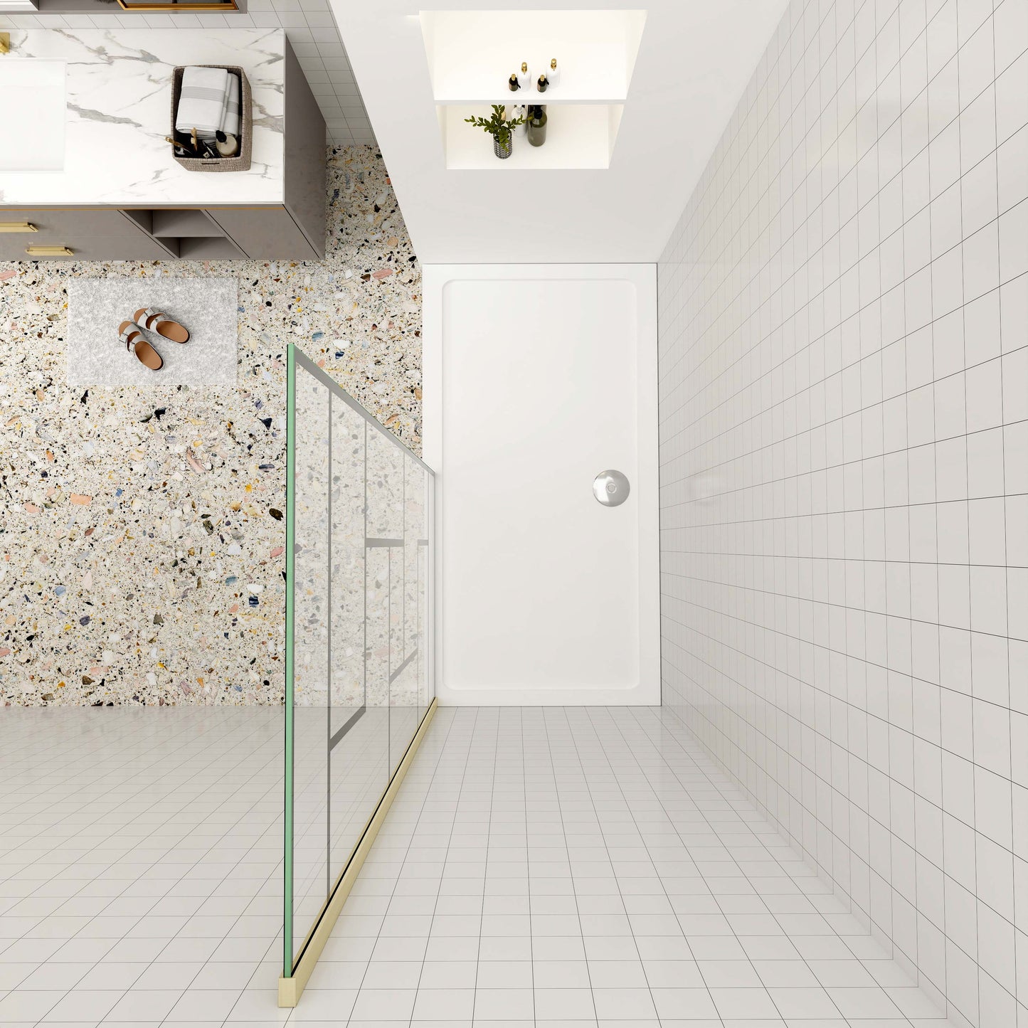 Duschtrennwand 8mm NANO Glas Walk-In Duschwand 120 cm goldfarben