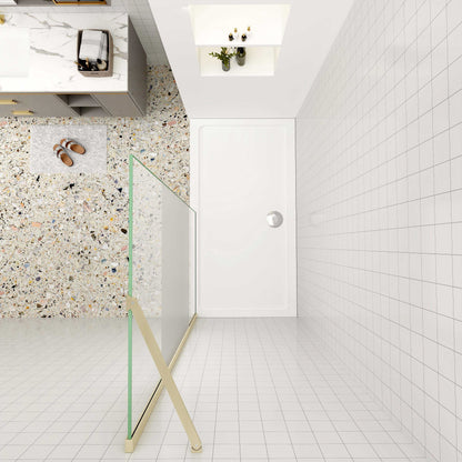 Duschtrennwand 8mm NANO Glas Walk-in Dusche Glastrennwand 70 cm goldfarben