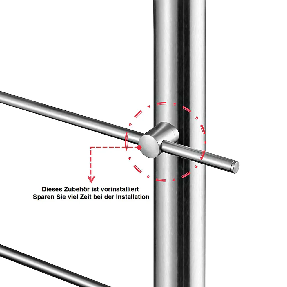 OZEAN Treppengeländer Edelstahl mit 3 Querstreben | 80 - 200 cm | 1,8mm Wandstärke Bodenmontage Silber