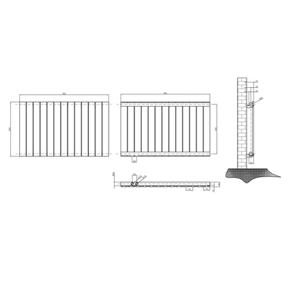 Heizkörper Flach 600x982mm Design-Heizkörper Paneelheizkörper Einlagig Horizontal Seitenanschluss 767W