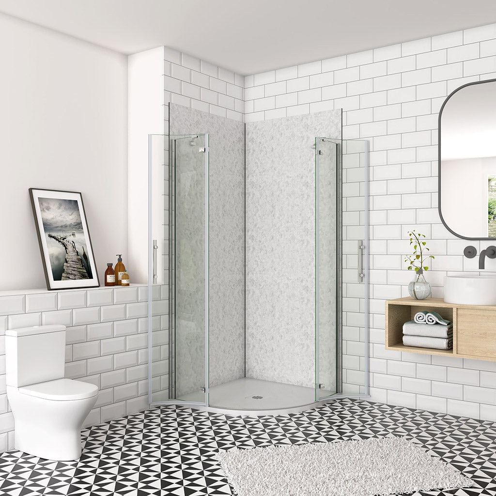 Falttür Runddusche Eckeinstieg 90x90xH.195cm badezimmer ideen