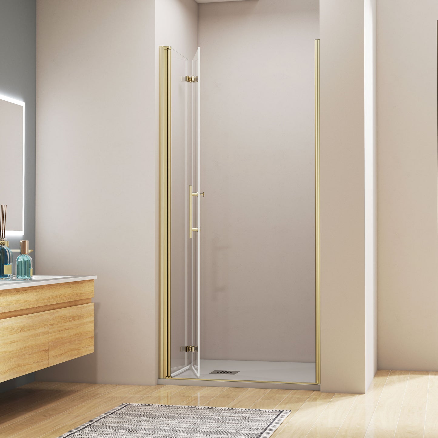 Falttür Drehtür Schwingtür Nischentür 70xH.195 cm Duschabtrennung 6mm NANO Glas