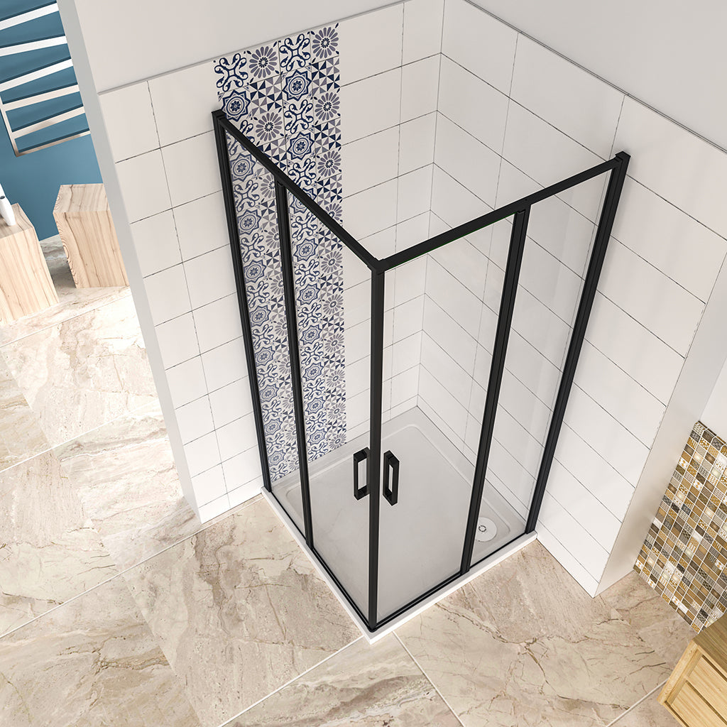 Glasdusche Drehtür Eckeinstieg 100x80xH.185cm Duschtasse Ablaufgarnitur für badezimmer