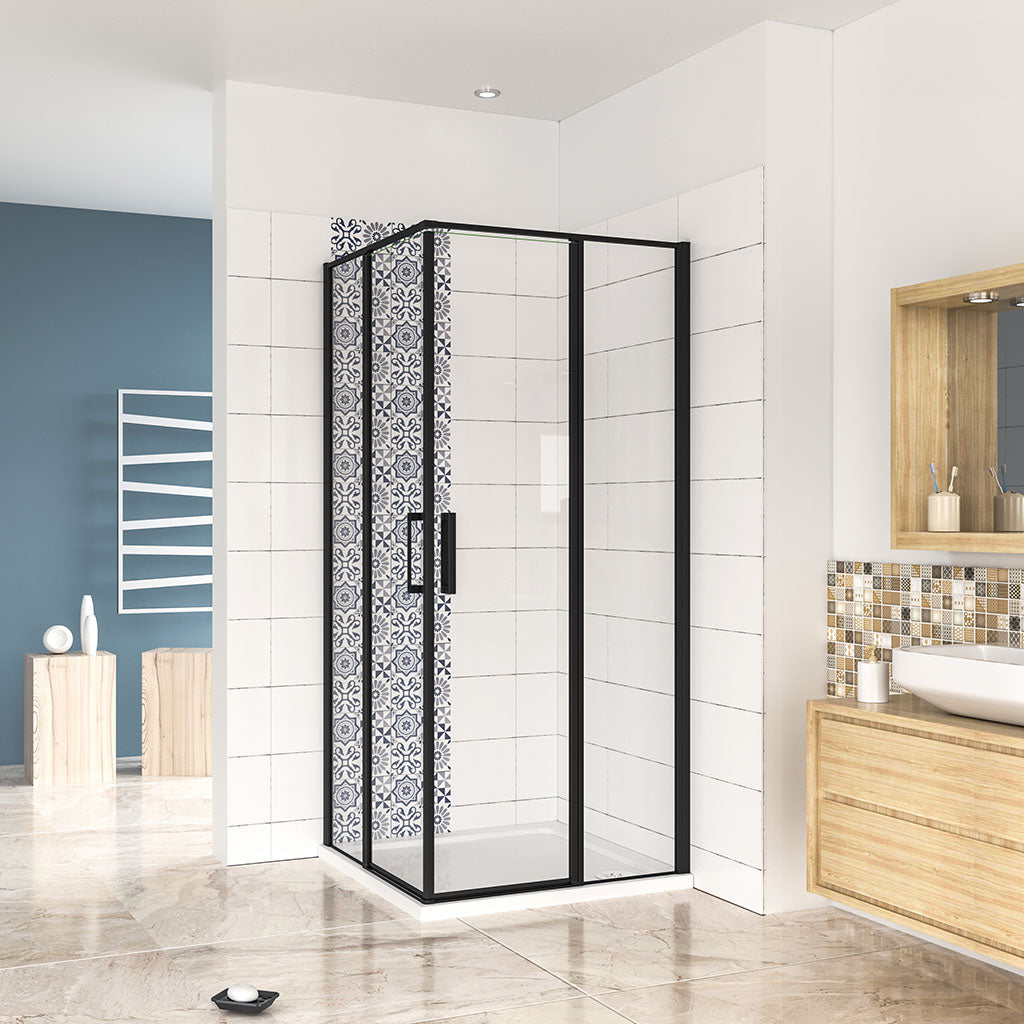 Glasdusche Drehtür Eckeinstieg 100x80xH.185cm Duschtasse für badezimmer
