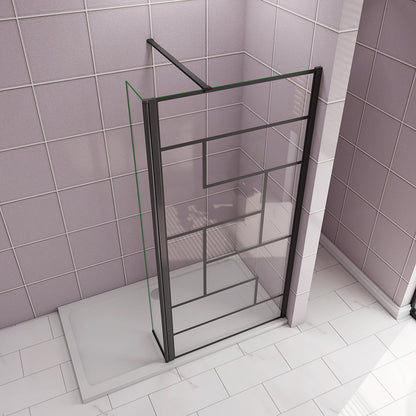 GlasDuschwänd Walk in Duschwänd 140+40 mit Schwenkbar Stabilisationsstange 140cm für badezimmer