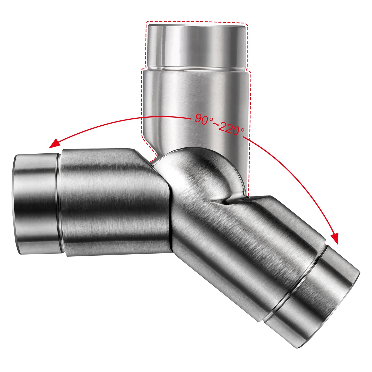 OZEAN Handlaufverbinder Edelstahl Ø 42,4 mm | Gerade oder Flexibel 90°-220° | Silber & Schwarz