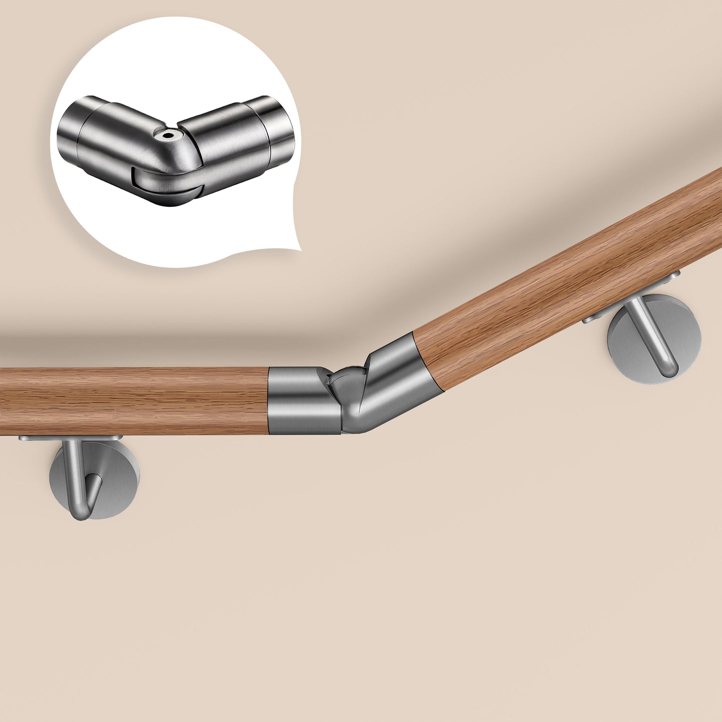 OZEAN Handlaufverbinder Edelstahl Ø 42,4 mm | Gerade oder Flexibel 90°-220° | Silber & Schwarz