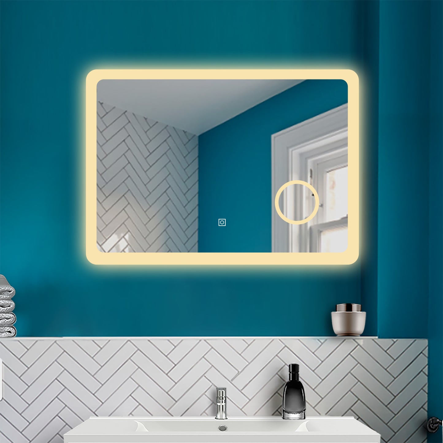 LED Badspiegel mit 3-fache Vergrößerung Beschlagfrei Badezimmer Spiegel mit Speicherfunktion Warm/Neutral/Kaltweiß Dimmbar CE IP44 80x60cm