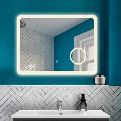 LED Wandspiegel 120×60cm Touch/Wandschalter Beschlagfrei 3 Lichtfarbe Dimmbar Badezimmerspiegel mit 3-Fach Vergrößerung Schminkspiegel IP44