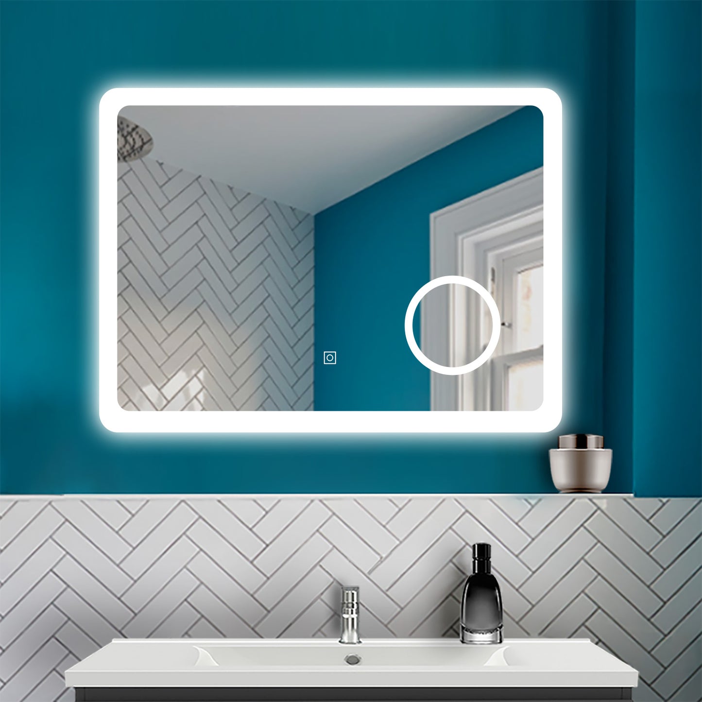 LED Wandspiegel 120×60cm Touch/Wandschalter Beschlagfrei 3 Lichtfarbe Dimmbar Badezimmerspiegel mit 3-Fach Vergrößerung Schminkspiegel IP44