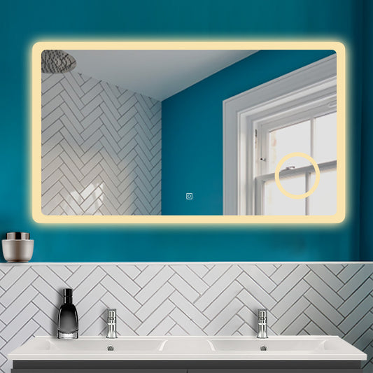 LED Badspiegel mit 3-fache Vergrößerung Beschlagfrei Badezimmer Spiegel mit Speicherfunktion Warm/Neutral/Kaltweiß Dimmbar CE IP44 140x80cm