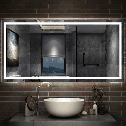 LED Spiegel 100x80 cm Wandschalter BESCHLAGFREI Spiegel mit Beleuchtung  Lichtspiegel Wandspiegel