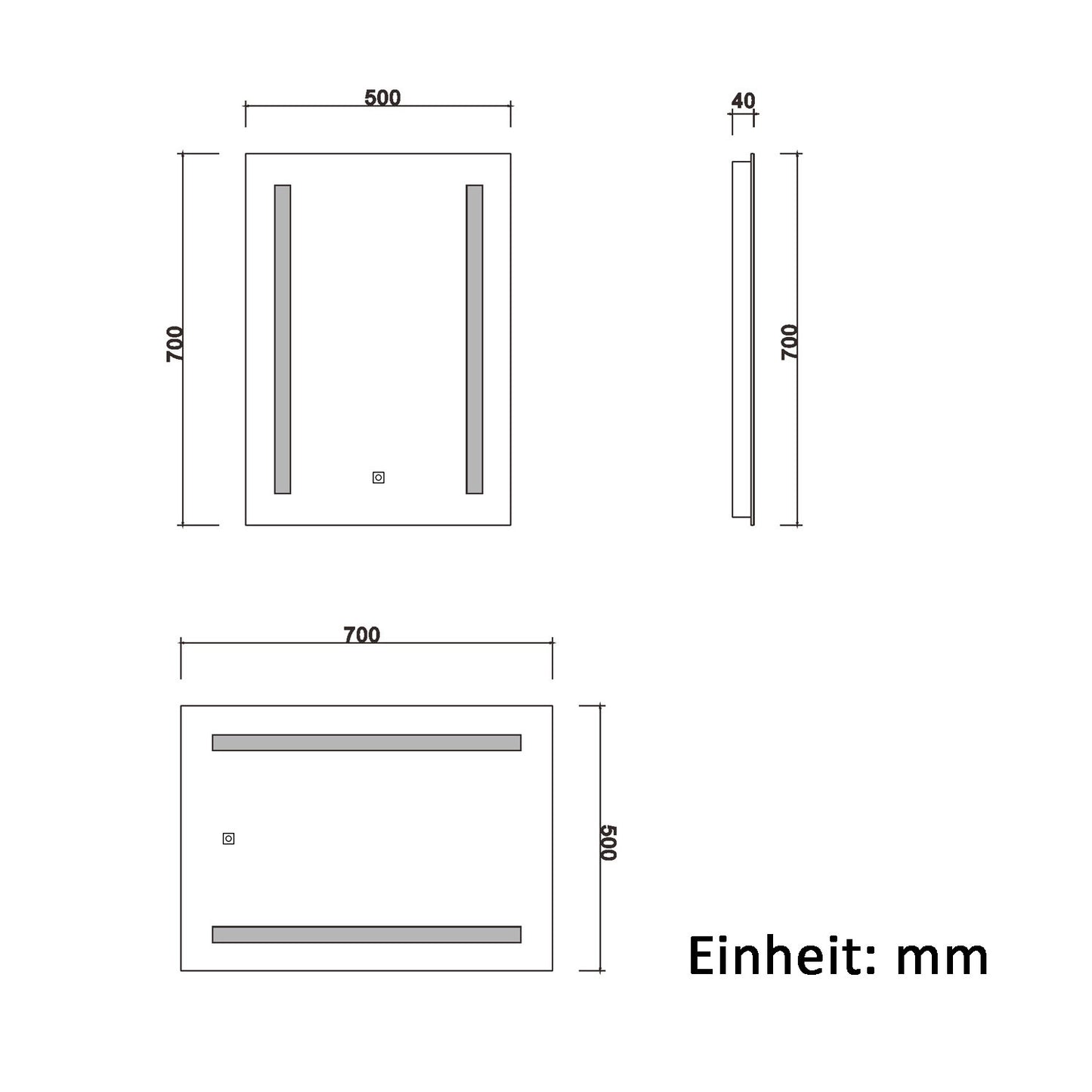 LED Wandspiegel 70x50cm Touch/Wandschalter Beschlagfrei Badspiegel mit Beleuchtung Bluetooth Uhr 3X Schminkspiegel 3 Lichtfarbe 3000-6500K Dimmbar IP44