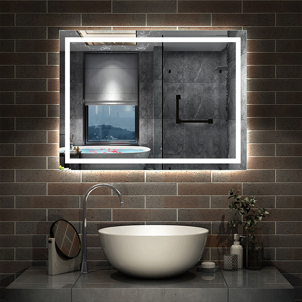 LED Spiegel 80x60 cm Wandschalter BESCHLAGFREI Spiegel mit Beleuchtung  Lichtspiegel Wandspiegel