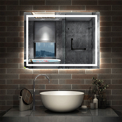 LED Spiegel 80x60 cm Wandschalter BESCHLAGFREI Spiegel mit Beleuchtung  Lichtspiegel Wandspiegel