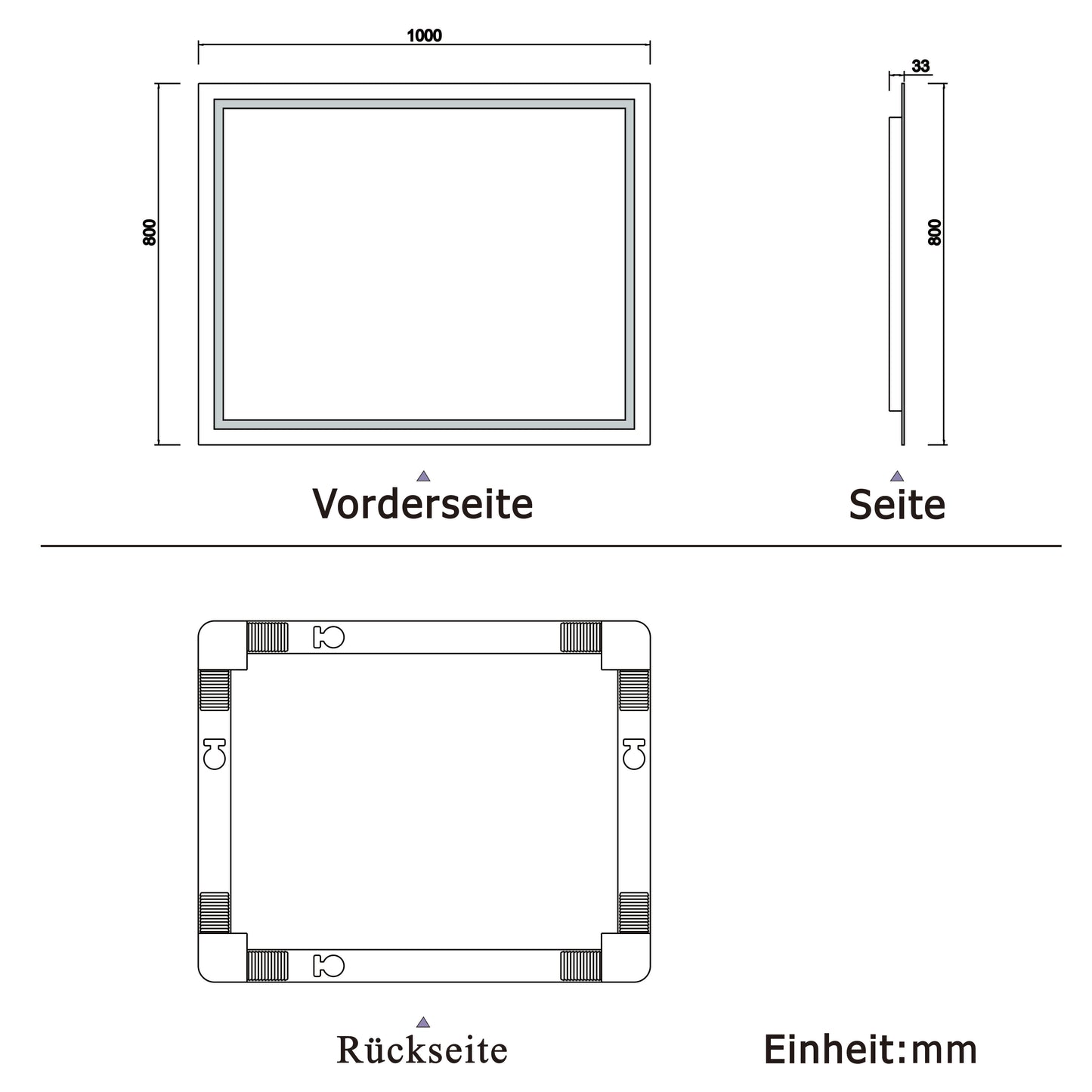 LED Spiegel 100x80 cm Wandschalter BESCHLAGFREI Spiegel mit Beleuchtung  Lichtspiegel Wandspiegel