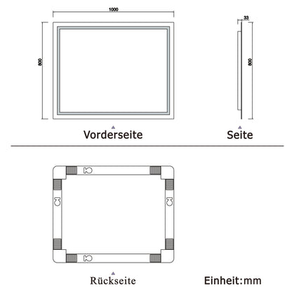 LED Spiegel 100x80 cm Wandschalter BESCHLAGFREI Spiegel mit Beleuchtung  Lichtspiegel Wandspiegel