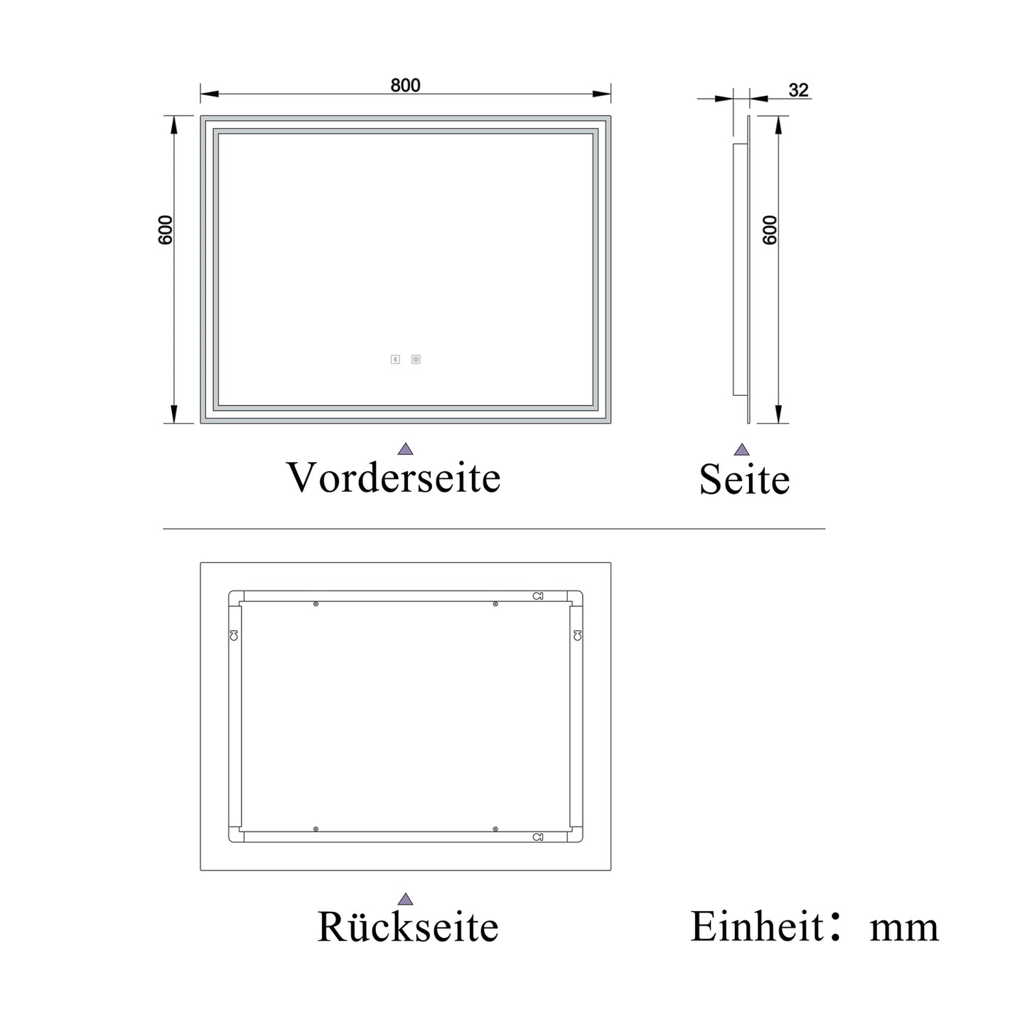 LED Badspiegel 80x60 cm Bluetooth TOUCH BESCHLAGFREI Wandspiegel Kalt/Neutral/Warmweiß ,Dimmbar