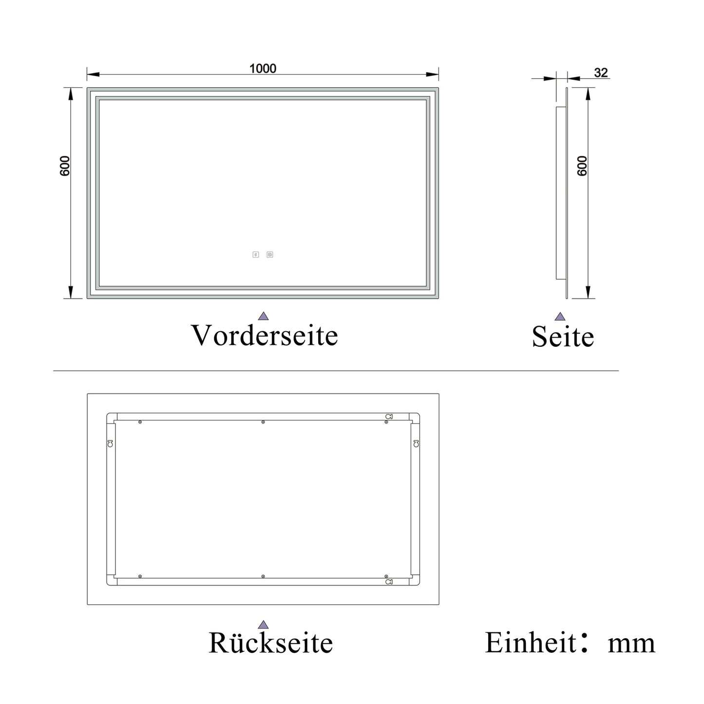 LED Badspiegel 100x60 cm Bluetooth TOUCH BESCHLAGFREI Wandspiegel Kalt/Neutral/Warmweiß ,Dimmbar