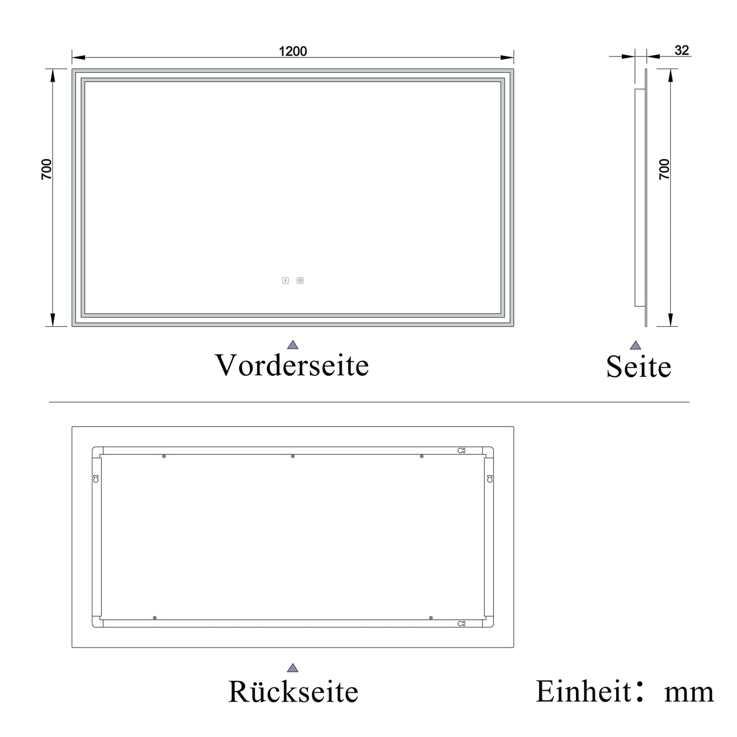 LED Badspiegel 120x70 cm Bluetooth TOUCH BESCHLAGFREI Wandspiegel Kalt/Neutral/Warmweiß ,Dimmbar