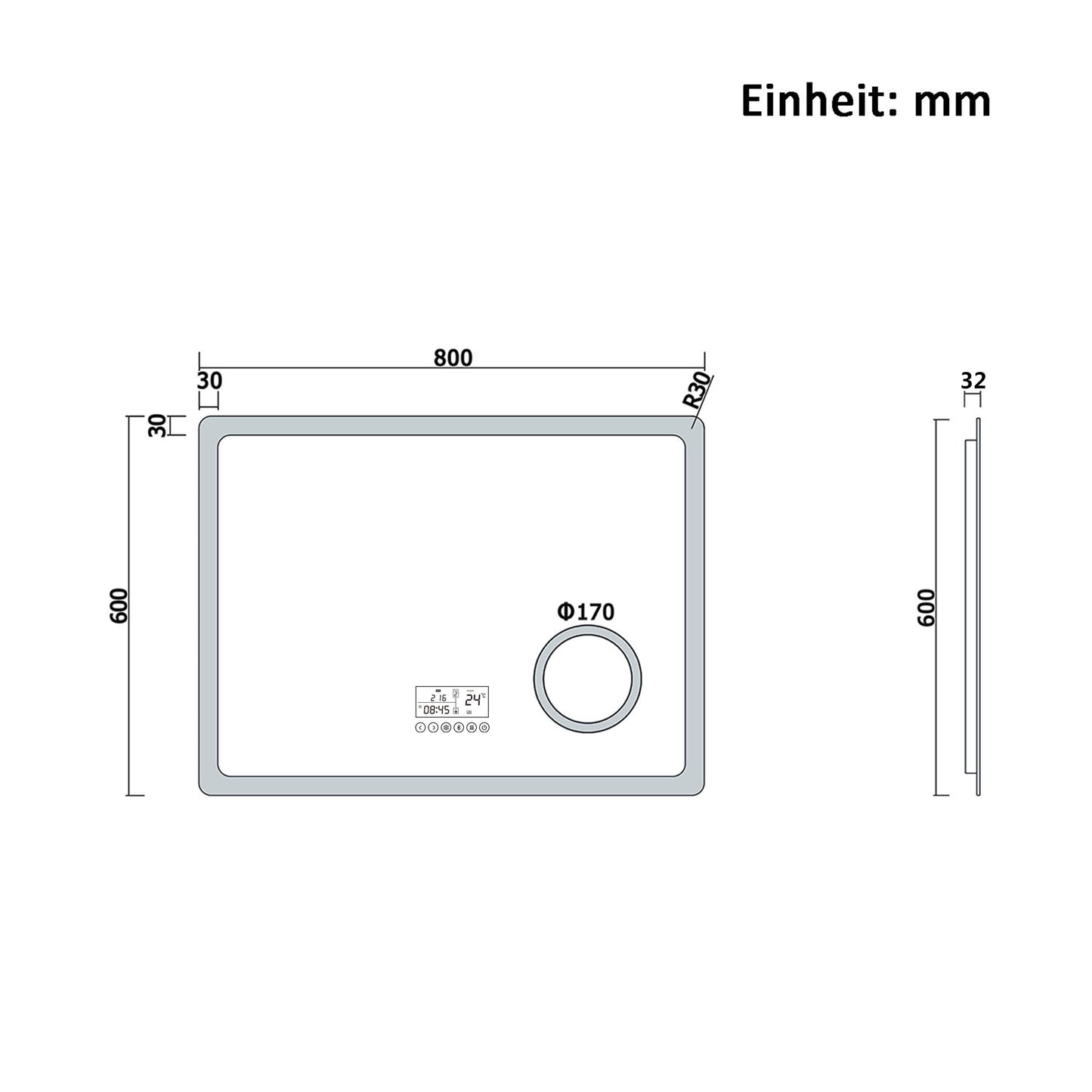 80x60cm LED Badspiegel mit Bluetooth,Touch und 3x Vergrößernder Kosmetikspiegel,Badspiegel mit Beleuchtung,Beschlagfrei,Badezimmerspiegel mit 3 Lichtfarbe 2700-6500K Dimmbar,IP44