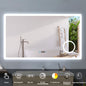 120x70cm LED Badspiegel mit Uhr,Touch und 3x Vergrößernder Kosmetikspiegel,Badspiegel mit Beleuchtung,Beschlagfrei,Badezimmerspiegel mit 3 Lichtfarbe 2700-6500K Dimmbar,IP44