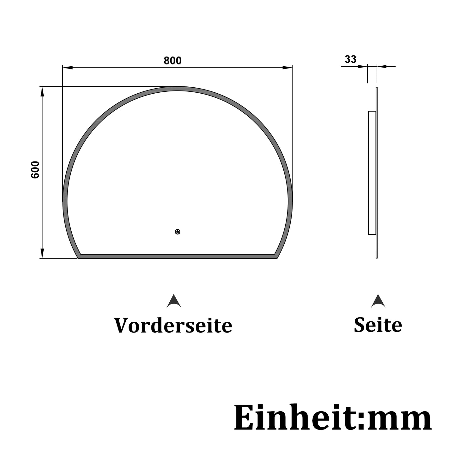 LED Badspiegel 80x60cm Halbrund Badspiegel mit Beleuchtung Anti-Beschlag Wand/Touchschalter 3 Lichfarbe Dimmbar Kalt/Neutral/Warmweiß Badezimmerspiegel Lichtspiegel IP44