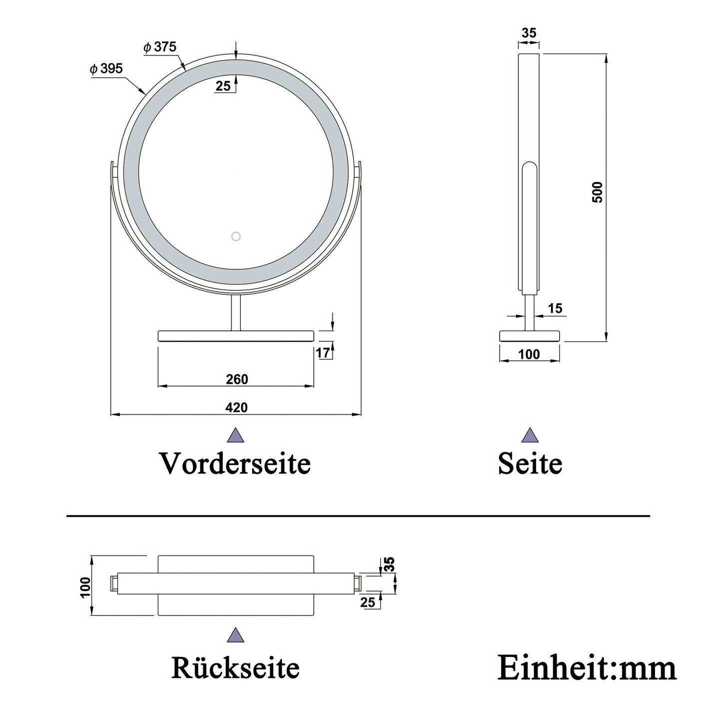 Kosmetikspiegel Schminkspiegel LED Kosmetikspiegel mit Beleuchtung Tischspiegel