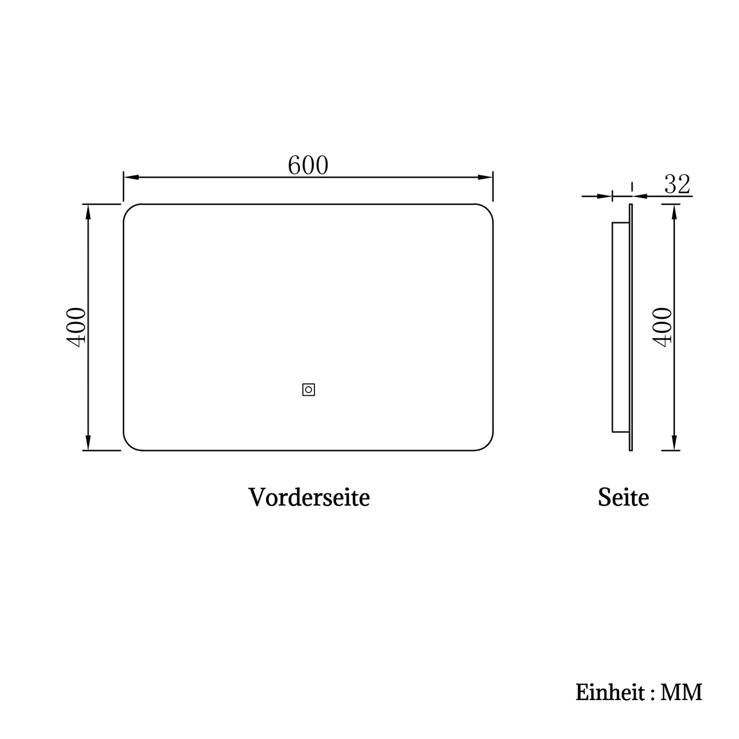 LED Badspiegel 60x40cm Wand/Touchschalter Kaltweiß Dimmbar Badspiegel mit Beleuchtung Badezimmerspiegel Lichtspiegel IP44