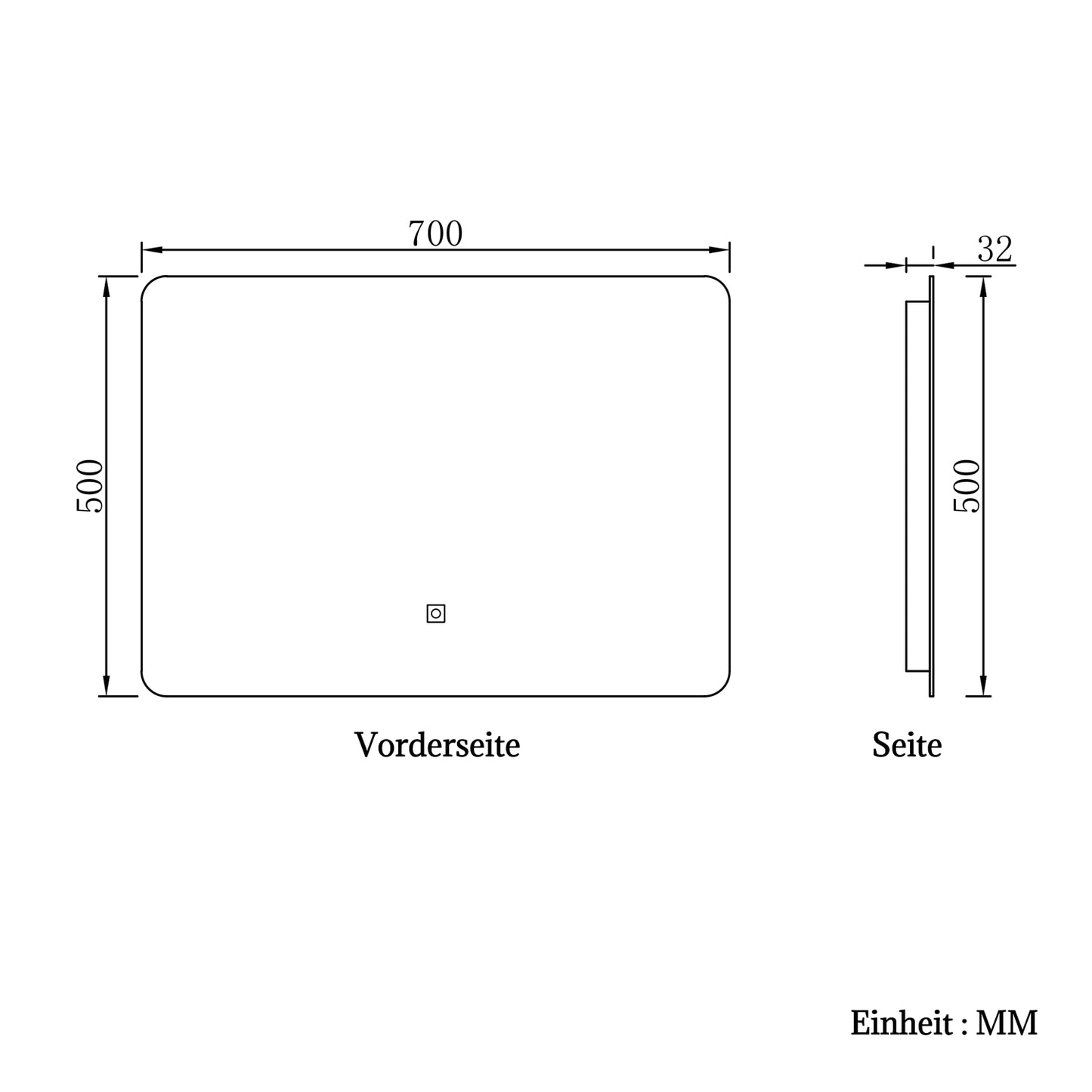 LED Badspiegel 70x50cm Wand/Touchschalter Kaltweiß Dimmbar Badspiegel mit Beleuchtung Badezimmerspiegel Lichtspiegel IP44