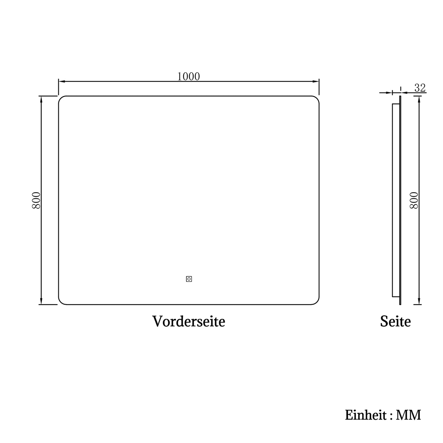 LED Badspiegel 100x80cm Wand/Touchschalter Kaltweiß Dimmbar Badspiegel mit Beleuchtung Badezimmerspiegel Lichtspiegel IP44