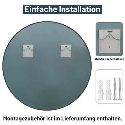 Wandspiegel D3 Serie,Rund Spiegel 80 cm,Badspiegel mit Schwarz Rahmen