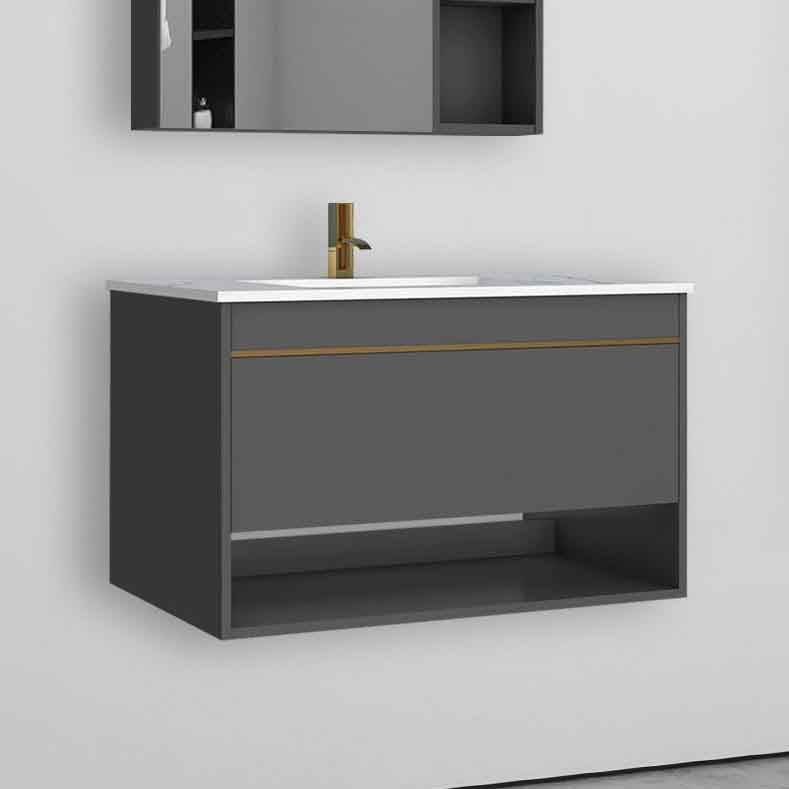 Badmöbel Set 80 cm Weiß Waschbecken mit Unterschrank inkl. 1-Schubladen Soft-Close Funktion