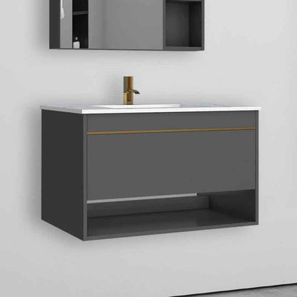 Badmöbel Set 80 cm Weiß Waschbecken mit Unterschrank inkl. 1-Schubladen Soft-Close Funktion