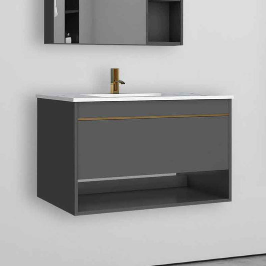 Badmöbel Set 80 cm Weiß Waschbecken mit Unterschrank inkl. 1-Schubladen Soft-Close Funktion