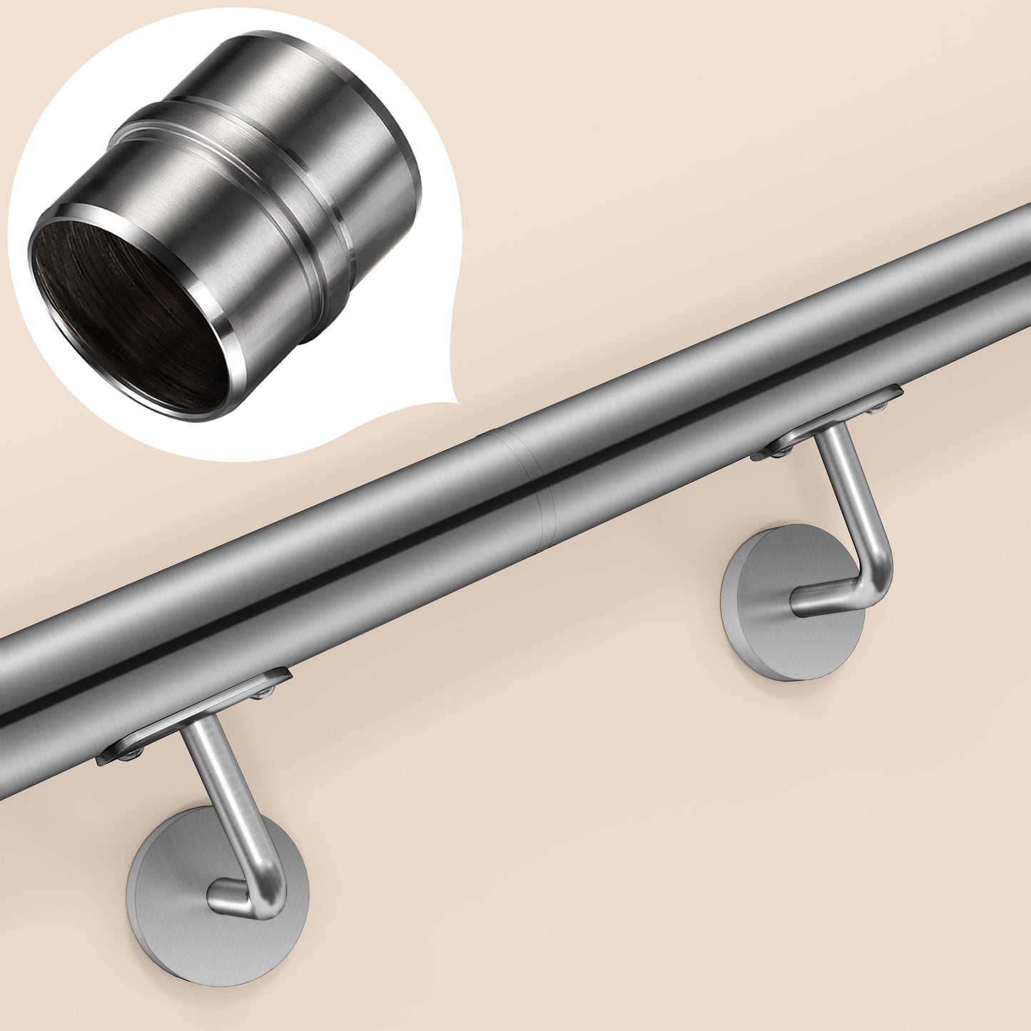 OZEAN Handlaufverbinder Edelstahl Ø 42,4 mm | Gerade oder Flexibel 90°-220° | Silber & Schwarz