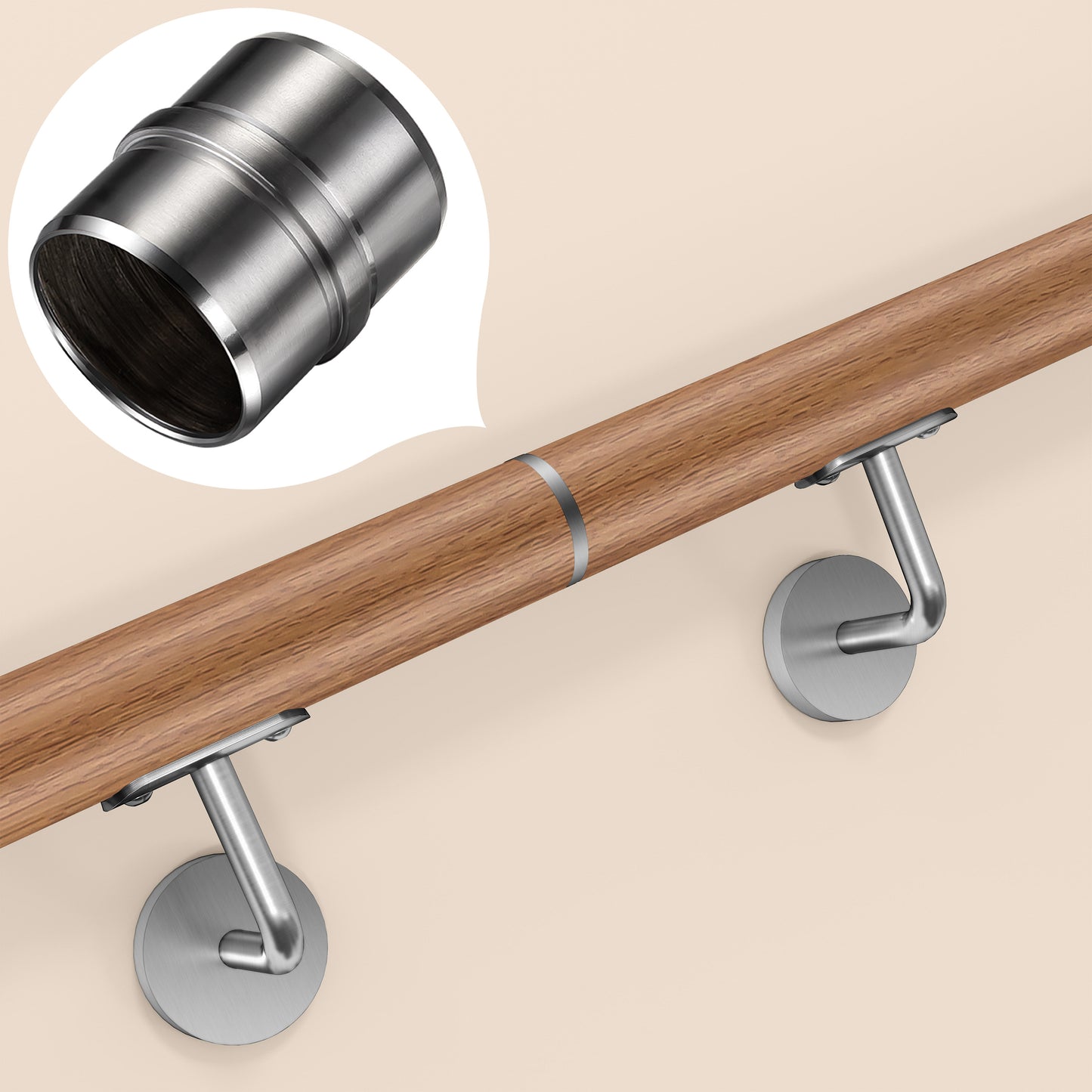 OZEAN Handlaufverbinder Edelstahl Ø 42,4 mm | Gerade oder Flexibel 90°-220° | Silber & Schwarz