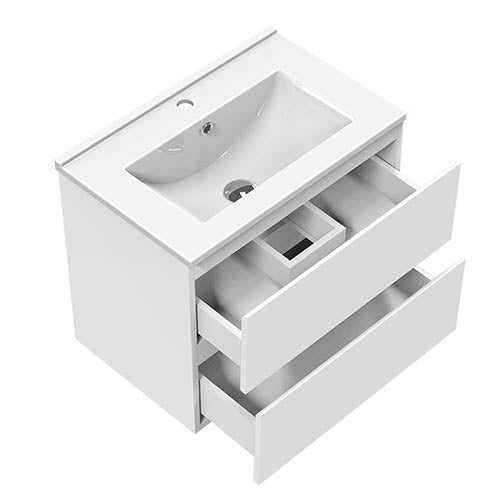 Badmöbel Set 60 cm Weiß Waschbecken mit Unterschrank Soft-Close