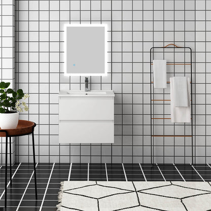 Badmöbel Set 60 cm Weiß Waschbecken mit Unterschrank Soft-Close