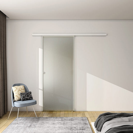 8 mm Glasschiebetür Satiniert SoftStop SoftClose 85x H.225 cm Schiebetür ESG Schwebetür