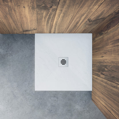 80x80x3cm Höhe mit Ablaufgarnitur Rechteck Duschtasse Weiß Schiefereffekt Duschwanne Für Duschkabine Duschwand
