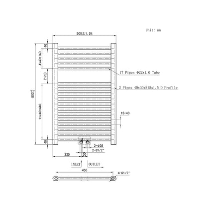 Badheizkörper Design Heizkörper Handtuchhalter Handtuchwärmer Handtuchtrokner Weiß 50x80 cm