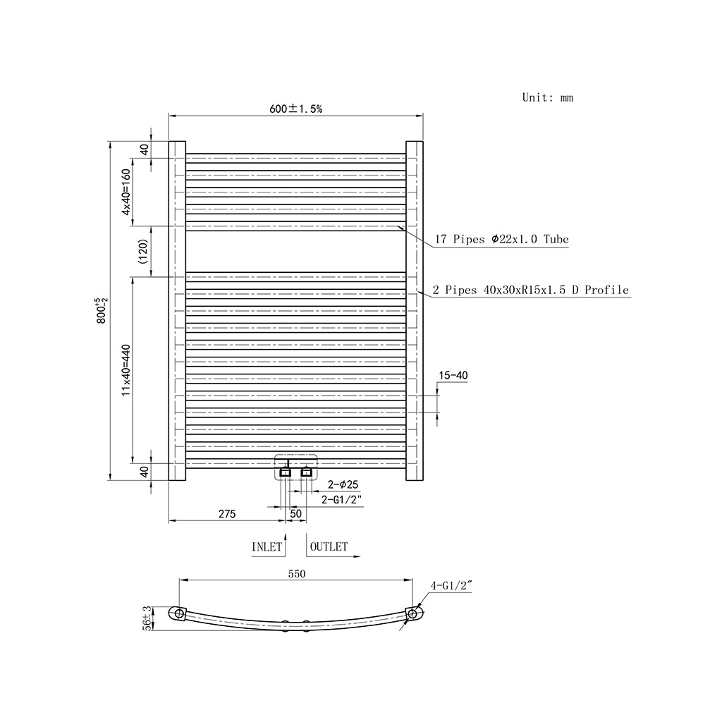 Heizkörper Design Badheizkörper Handtuchtrokner Handtuchwärmer Weiß Gebogen 60x80 cm