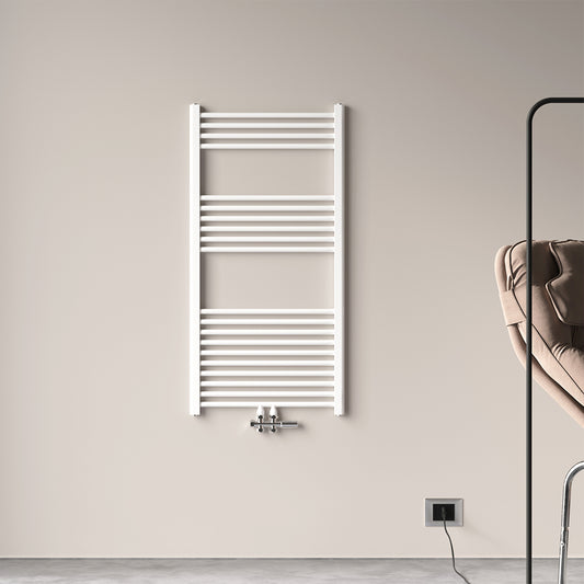 1200x600mm BadHeizkörper Handtuchhalter Handtuchtrockner Gerade Weiß Mittelanschluss 705W