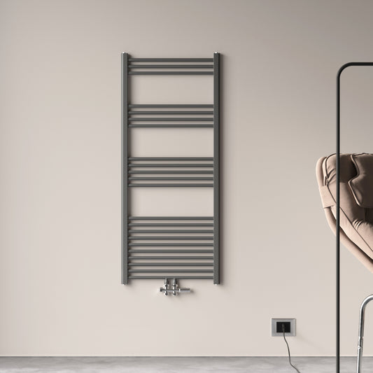 1400x600mm BadHeizkörper Handtuchhalter Handtuchtrockner Gerade Anthrazit Mittelanschluss 738W