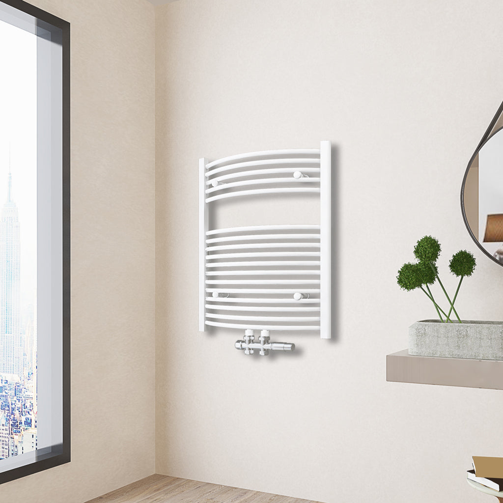 Heizkörper Design Badheizkörper Handtuchtrokner Handtuchwärmer Weiß Gebogen 60x80 cm