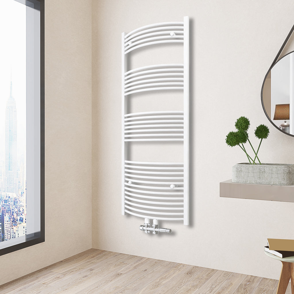 Heizkörper Design Badheizkörper Handtuchtrokner Handtuchwärmer Weiß Gebogen 50x160 cm